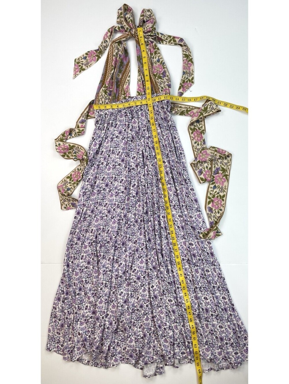 Spell & The Gypsy Sienna Halter Maxi Dress M Lilac Mixed Print Viscose Boho - Picture 6 of 8